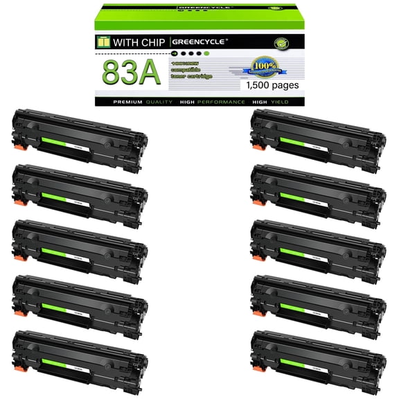 GREENCYCLE 10 Pack Compatible Black Toner Cartridge Replacement for 83A CF283A Use with Laserjet Pro MFP M201dw M225dw M127fw M125nw M127fn Printer