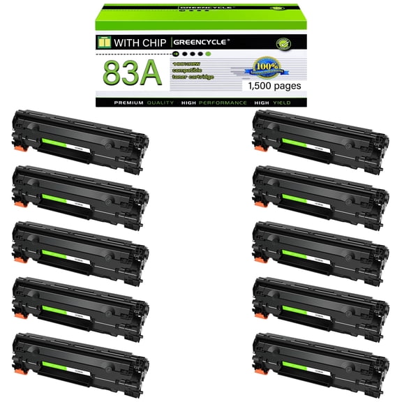 GREENCYCLE 10 Pack Compatible Black Toner Cartridge Replacement for HP 83A CF283A Use with Laserjet Pro MFP M201dw M225dw M127fw M125nw M127fn Printer