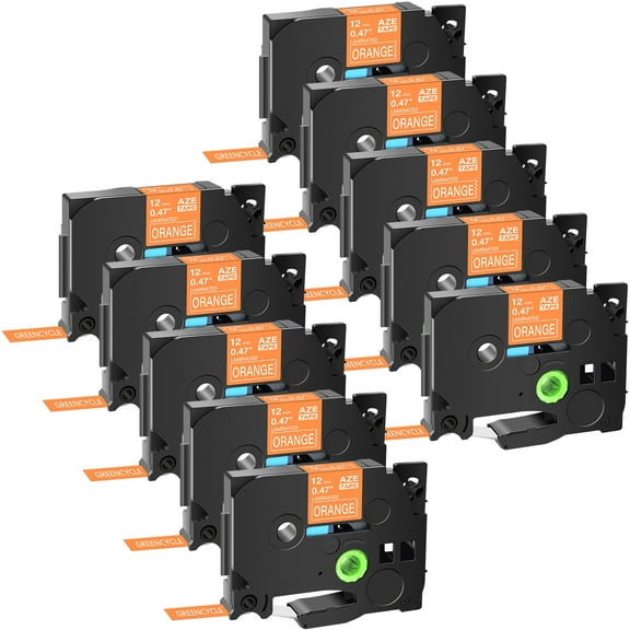 GREENCYCLE 10 Pack Compatible for Brother TZe-635 TZ-635 TZ635 TZ635 TZe Tape 12mm 0.47'' Laminated White on Orange Label Tapes use in P-Touch PT-D210 PT-D400 PT-D600 Labeler Label Maker 26.2ft 8m