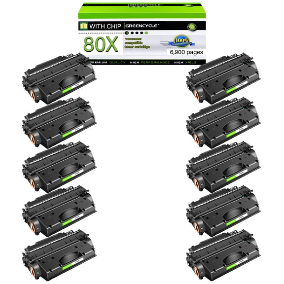 GREENCYCLE 10 Pack Compatible CF280X Black Toner Cartridge Replacement for HP 80X CF280A High Yield Toner Use with Laserjet Pro 400 M401A M401N MFP M425DN M425DW Printer