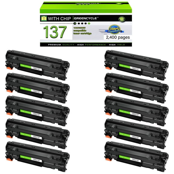 GREENCYCLE 10 Pack Compatible CRG137 Black Toner Cartridge Replacement for Canon 137 C137 Use with MF227dw MF216n MF247dw MF229DW MF212W MF232W D570 Laser Printer