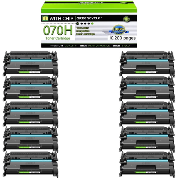 GREENCYCLE 10 Pack Compatible for Canon 070H 070 CRG070H CRG070 CRG-070H CRG-070 Black Toner Cartridge Replacement with Canon ImageCLASS MF465dw MF462dw LBP247dw LBP246dw Printer