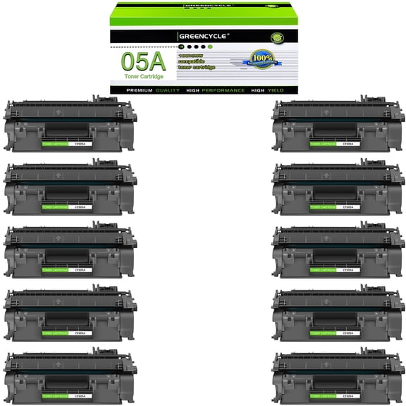 GREENCYCLE 10 Pack Compatible 05A CE505A Black Toner Cartridge Replacement for Laserjet P2035 P2035N P2055DN 2035N Printer