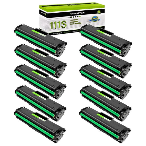 GREENCYCLE 10 Pack Compatible for Samsung MLT-D111S 111S Black Toner Cartridge Replacement with Xpress SL-M2020W Xpress SL-M2070W Xpress SL-M2070FW Printer