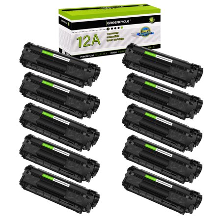 GREENCYCLE 10 Pack Compatible for HP 12A Q2612A Black Toner Cartridge Replacement with HP LaserJet 1010 1020 3030 3050 M1005 M1319f MFP Printer