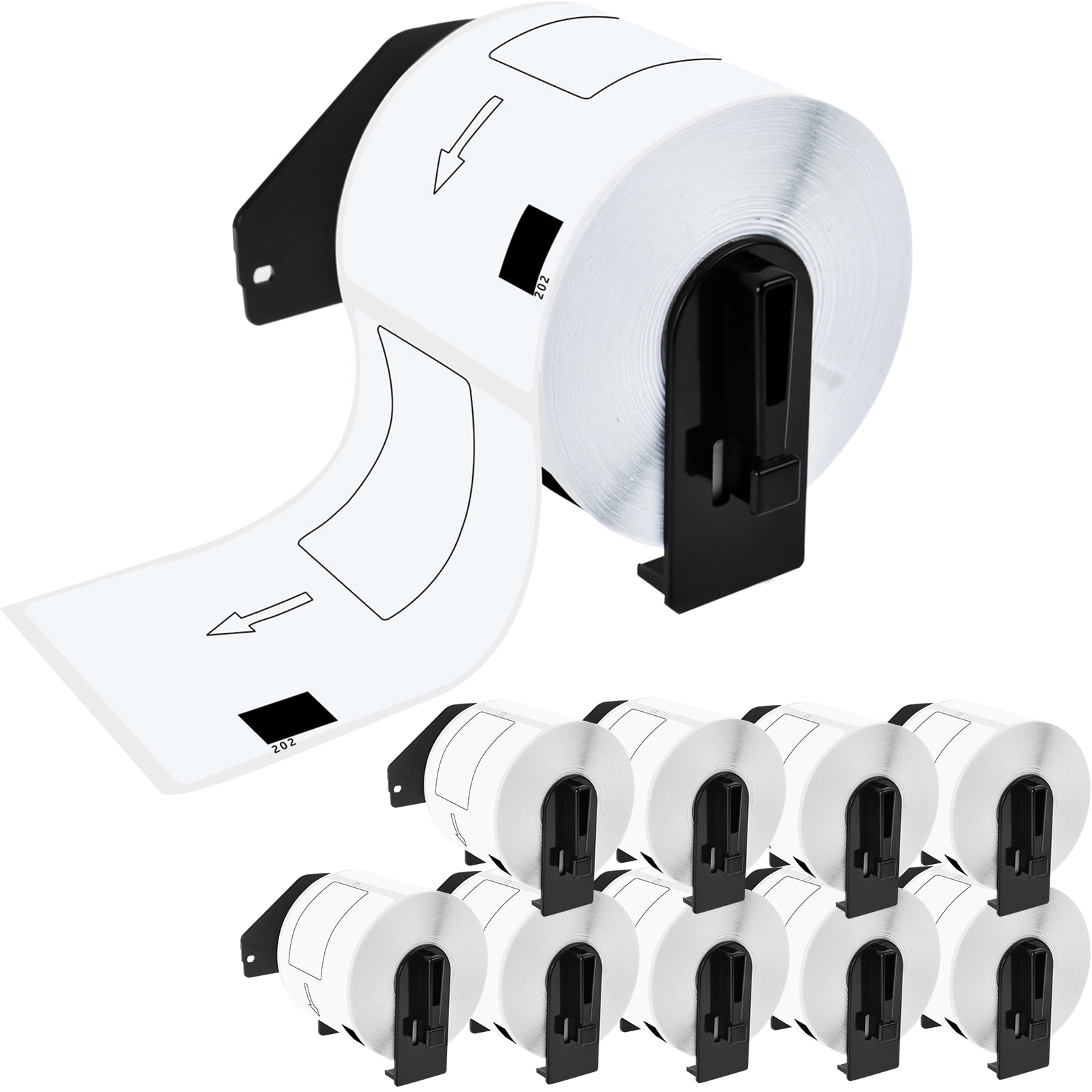 GREENCYCLE 10 Roll Compatible for Brother DK-1202 DK1202 (2.4" x 3.9") Standard White Paper Address Labels for QL Label Printers (300 Labels/Roll, Each Roll Label with a Cartridge)