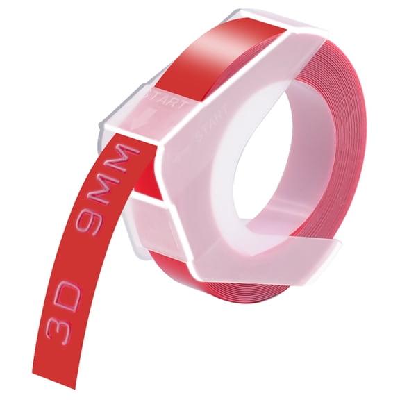 GREENCYCLE 100PK Compatible for Dymo 3D Plastic Embossing Labels 520102 White on Red Label Tape 9mm 3/8'' x 3m 9.8' Use in Organizer Xpress Pro 12966, Office Mate II 1540, Motex E101 Label Maker