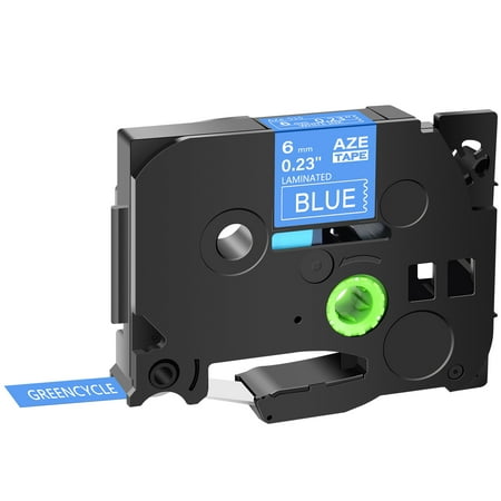 GREENCYCLE 100PK Compatible for Brother P-touch White on Blue 6mm 8m TZ TZE TZe-515 TZ-515 TZe515 TZ515 Laminated Label Tape