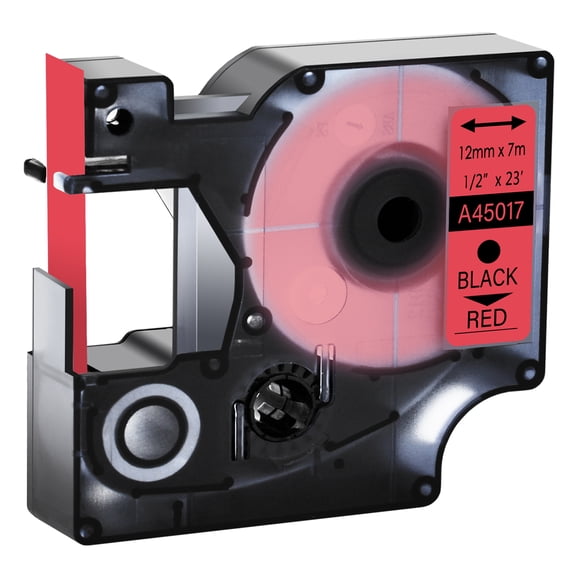 GREENCYCLE 100PK Compatible for DYMO D1 Label Tape 45017 12mm Black on Red for LabelManager 160 210D 260P 280 360D 420P 450Duo Wireless PnP Colorpop