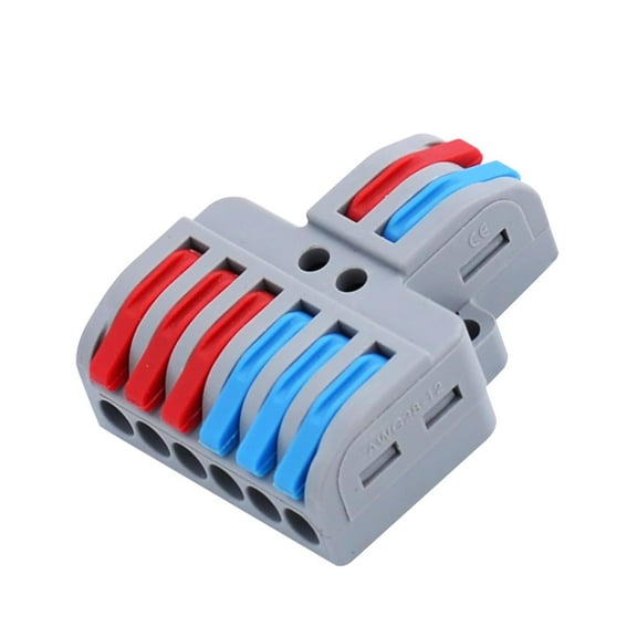 GREENCYCLE 10PCS Splice Electrical Connectors, 2 in 6 Out DIY Mini Wiring Cable Connector Block Compact Lever Wire Connectors, 28-12 AWG