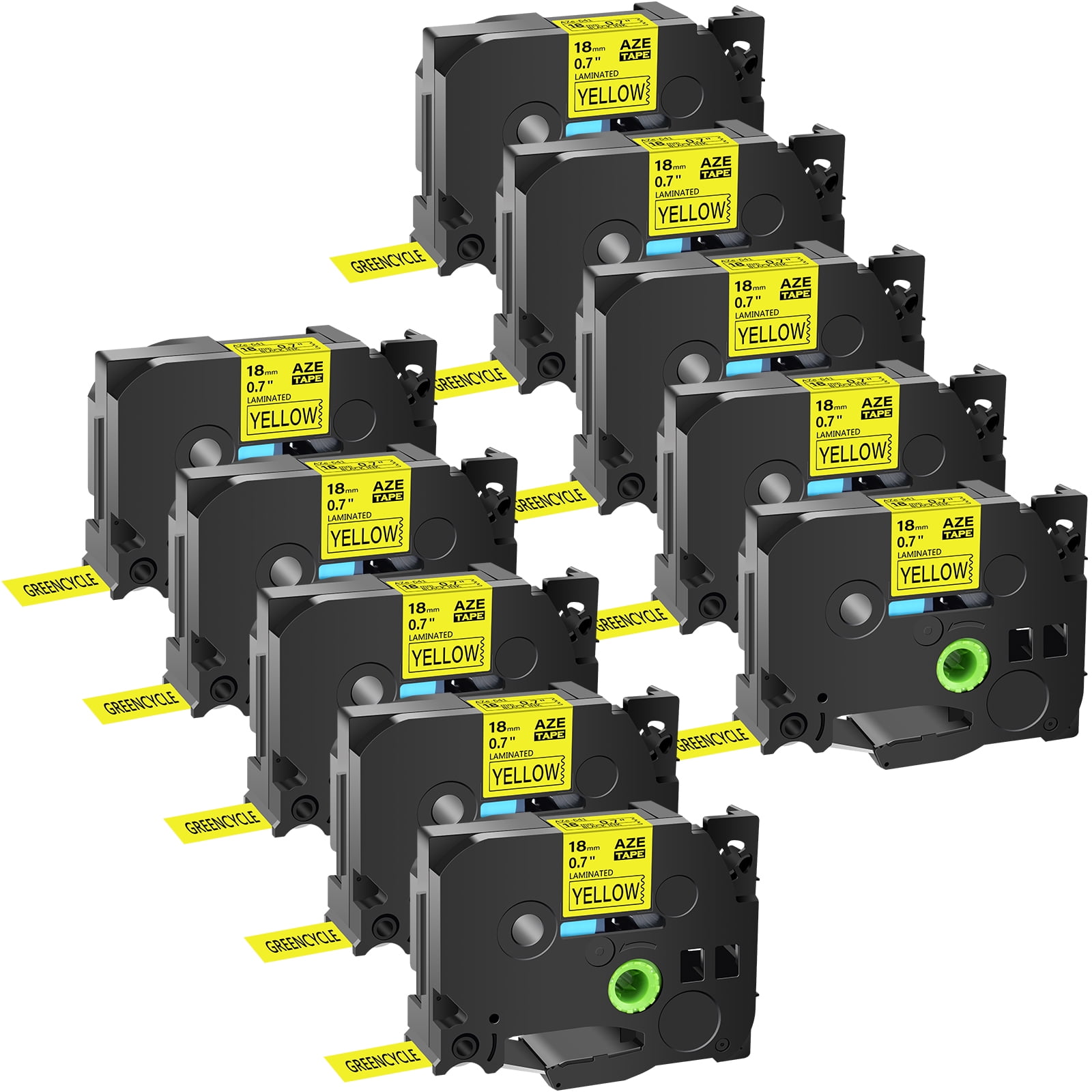 GREENCYCLE 10PK Compatible for Brother Black on Yellow 18mm 8m TZ TZe TZe-641 TZ-641 TZe641 TZ641 Laminated Label Tape use in PT-1830 PT-1880 PT-1900 PT-2030 PT-2730 Label Maker