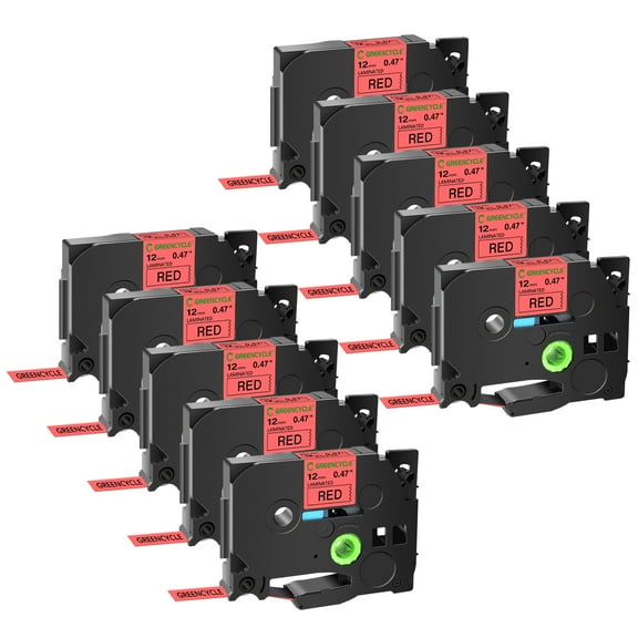 GREENCYCLE 10PK Compatible for Brother P-touch Black on Red 12mm TZ TZe TZe-431 TZ-431 TZe431 TZ431 Laminated Label Tape use in PT-P700 PT-P750W PT-D210 PT-D400 PT-D600 Label Maker
