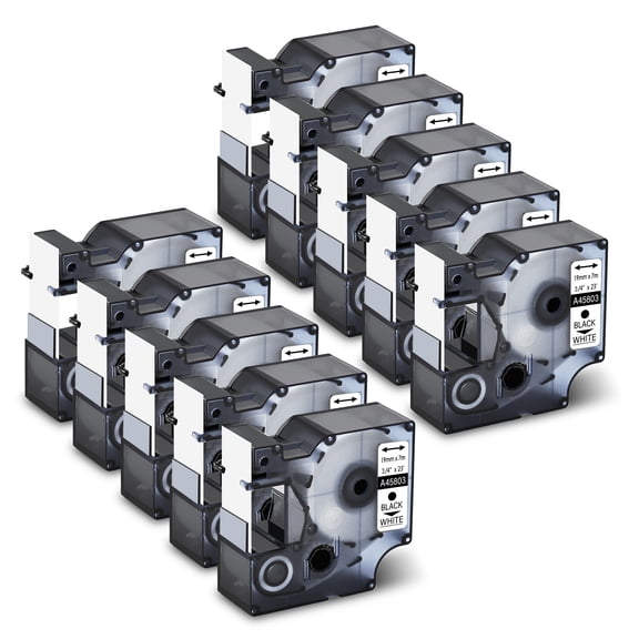 GREENCYCLE 10PK Compatible for DYMO D1 Label Tape 45803 S0720830 19mm 7m Black on White for LabelManager LabelPoint LabelWriter 3M Label Maker