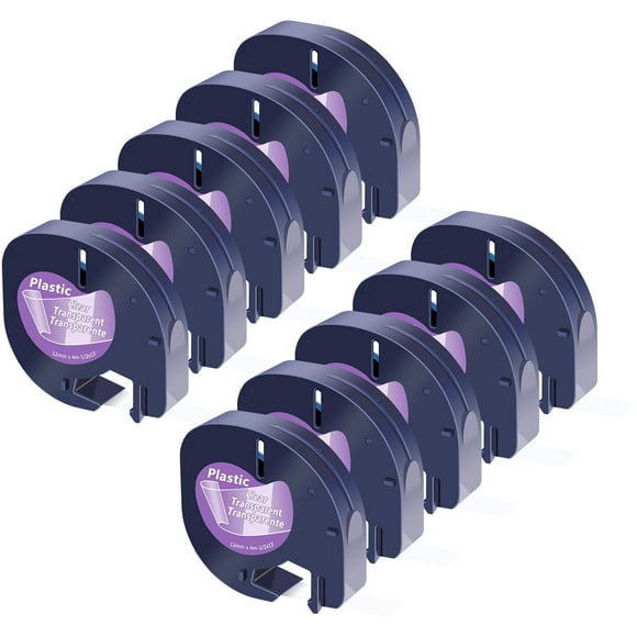 GREENCYCLE 10PK Compatible for DYMO LetraTag Refills 16952 12mm Black on Clear Plastic Label Maker Tape