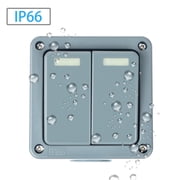 GREENCYCLE 1PC 10A 125VAC 2-Gang 2-Way Dual Switch Storm Weatherproof Outdoor Switched 5-Pole Press Socket IP66 Rated
