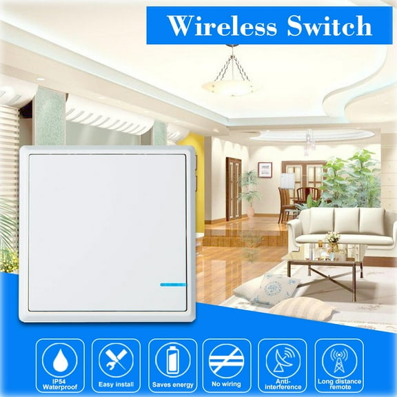 GREENCYCLE 1PK 1-Gang White Wireless Switch Remote receiver Lights Switch Control Lamp Fan (Match our 110V Receiver)