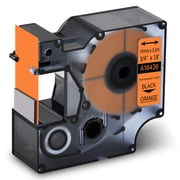 GREENCYCLE 1PK 19mm 3/4 x 5.5m 18ft Black on Orange Permanent Industrial Vinyl Label Tape Compatible for Dymo 18436 Rhino 4200 5000 5200 6000 3M PL300 Printer