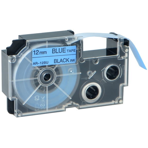 GREENCYCLE 1PK Black on Blue Label Tape Compatible for Casio XR12BU XR-12BU (12mm 1/2''x 8m 26ft) EZ Label Printer