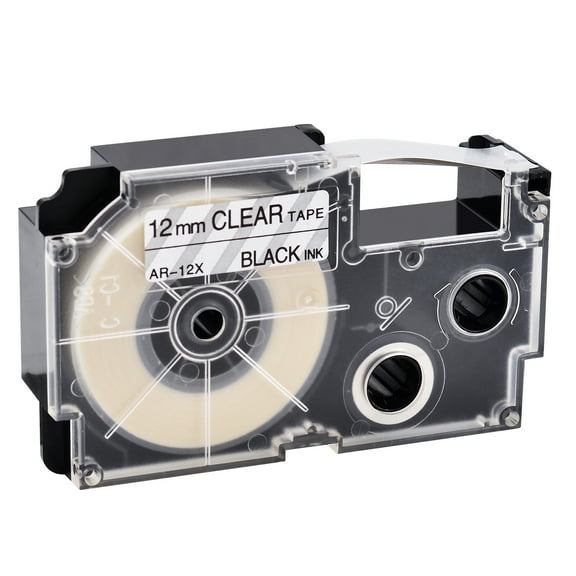GREENCYCLE 1PK Black on Clear Label Tape Compatible for Casio XR12X XR-12X (12mm 1/2''x 8m 26ft) EZ Label Printer