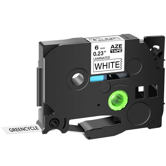 GREENCYCLE 1PK Compatible for Brother P-touch Black on White 6mm 8m TZ TZe TZe-211 TZ-211 TZe211 TZ211 Laminated Label Tape use in PT-D210 PT-H100 PT-P700 PT-750W PT-D600 PT-D400 Label Maker