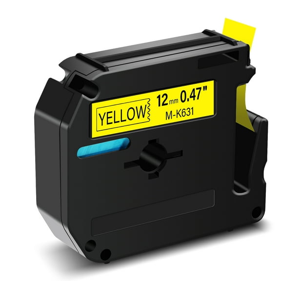 GREENCYCLE 1PK Compatible for Brother P-touch M Tape MK631 M-K631 M631 12mm 0.47" Black on Yellow for Brother PT-100 PT-M95 PT-90 PT-70 PT-65 PT-85 Label Maker Refills