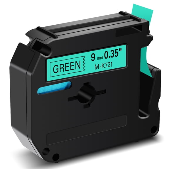 GREENCYCLE 1PK Compatible for Brother P-touch M Tape MK721 M-K721 M721 9mm 0.35" Black on Green for Brother PT-100 PT-M95 PT-90 PT-70 PT-65 PT-85 Label Maker Refills