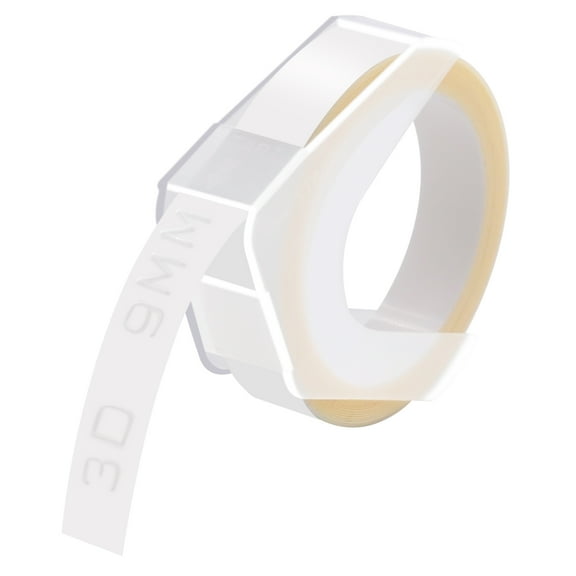 GREENCYCLE 1PK Compatible for Dymo 3D Plastic Embossing Labels 520101 White on Clear Label Tape 9mm 3/8'' x 3m 9.8' Use in Organizer Xpress Pro 12966, Office Mate II 1540, Motex E101 Label Maker