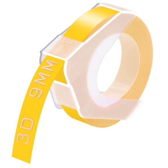 GREENCYCLE 1PK Compatible for Dymo 3D Plastic Embossing Labels 520108 White on Yellow Label Tape 9mm 3/8'' x 3m 9.8' Use in Organizer Xpress Pro 12966, Office Mate II 1540, Motex E101 Label Maker