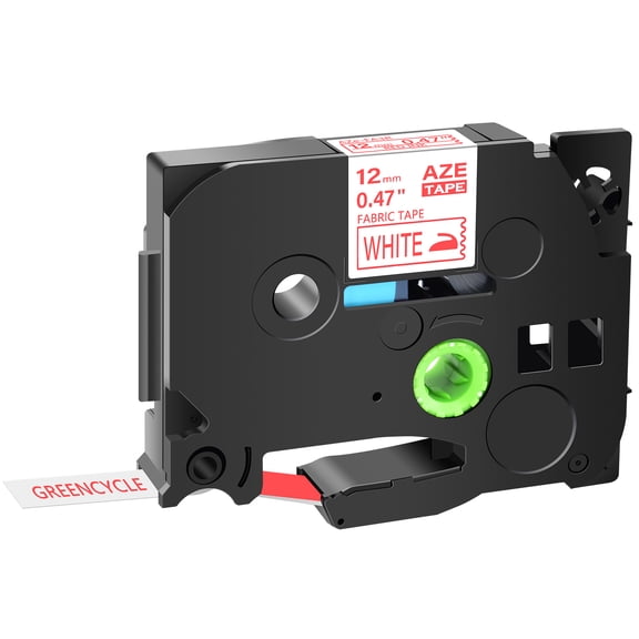 GREENCYCLE 1PK Compatible for Brother P-touch 0.47" 12mm Red on White TZe-FA3R TZ-FA3R Fabric Iron-on Cloth Textures Label Tape