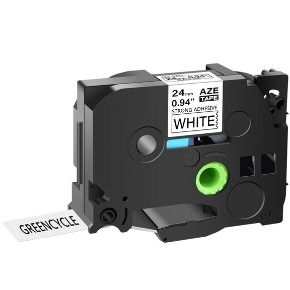 GREENCYCLE 1PK Compatible for Brother P-touch Black on White 24mm TZ TZe TZe-S251 TZ-S251 TZ-251 TZe-251 Extra Strength Laminated Label Tape