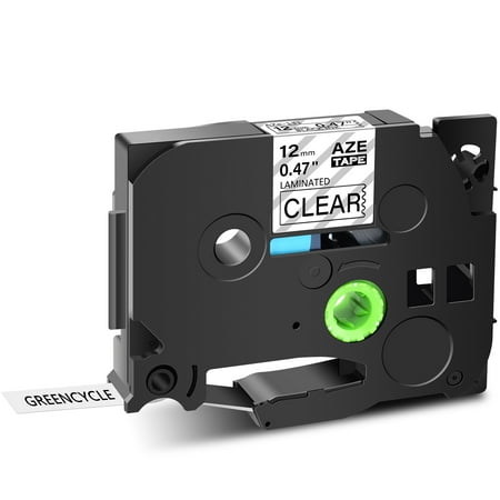 GREENCYCLE 1PK Compatible for Brother P-touch TZ TZe131 TZ-131 TZe-131 TZ131 Black on Clear 12mm x 8m Laminated Label Tape