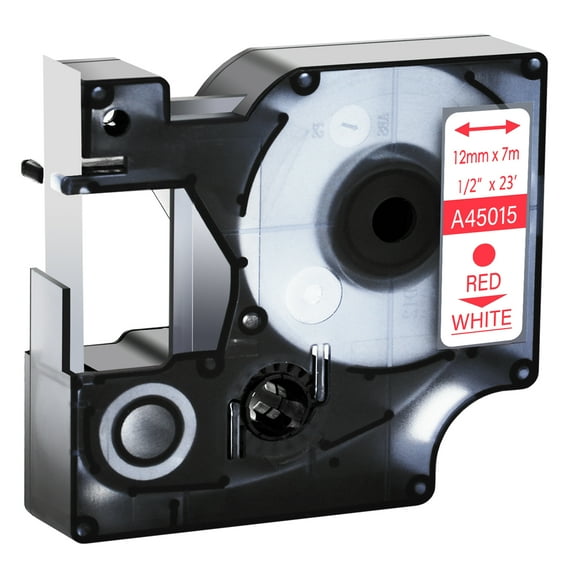 GREENCYCLE 1PK Compatible for DYMO D1 45015 12mm 7m Red on White Label Tape for LabelManager LabelPoint LabelWriter Label Maker