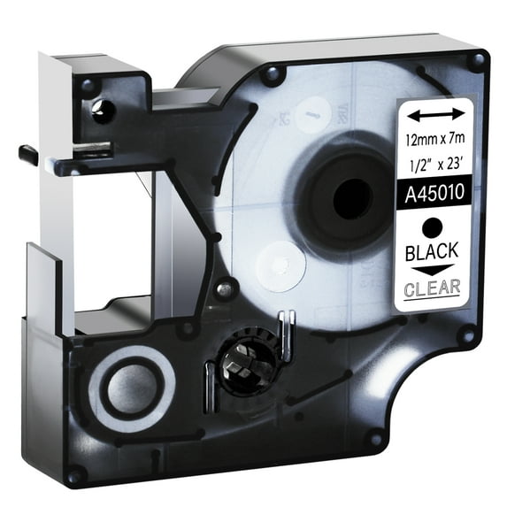 GREENCYCLE 1PK Compatible for DYMO D1 Label Tape 45010 12mm 7m Black on Clear for LabelManager LabelPoint LabelWriter Label Maker
