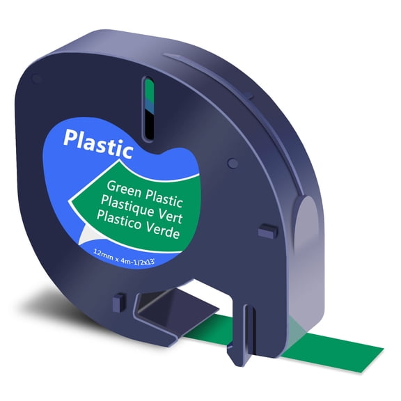 GREENCYCLE 1PK Compatible for DYMO LetraTag Refills 91334 12mm Black on Green Plastic Label Maker Tape