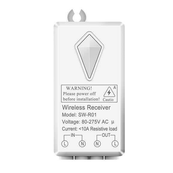 GREENCYCLE 1PK Smart 110V Wireless Light Receiver Pair with our First-Generation with Frame Design White/Gold Switch Lamp Outdoor 1600ft Indoors 130ft for Smart Electric Devices