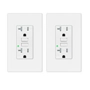 GREENCYCLE 2 PK 20A / 125V Tamper Resistant GFCI Outlet Decor Receptacle with LED Indicator Decorative Wall Plates Screws Included Residential and Commercial Grade ETL Certified White