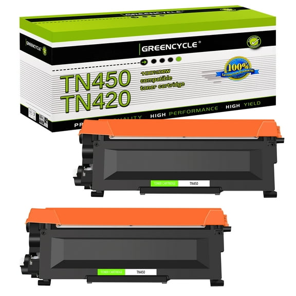 GREENCYCLE 2 Pack Compatible for Brother TN450 TN-450 TN420 Black Toner Cartridge Replacement with HL-2270DW HL-2230 HL-2240 MFC-7240 MFC-7860DW DCP-7065DN Printer