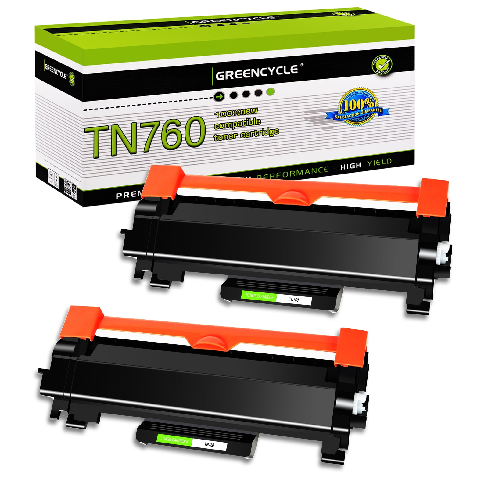 Compatible Brother TN760 (TN760, TN730) Toner Cartridge, Black, 3K High Yield, 2 Cartridge Value Pack