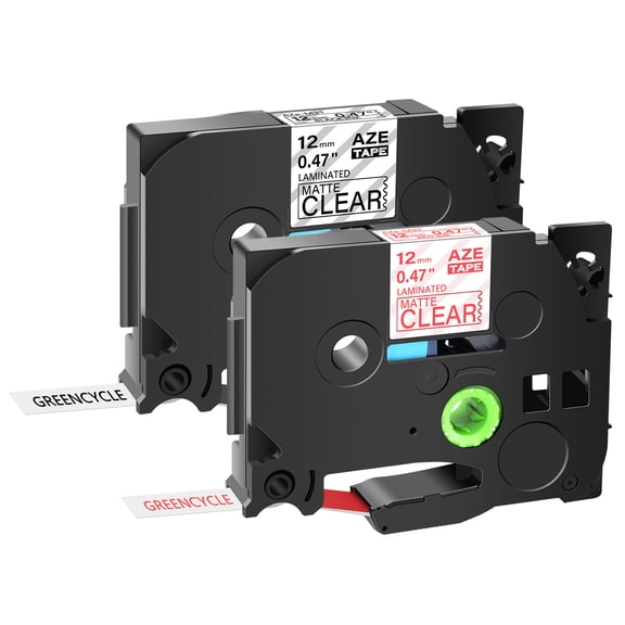 GREENCYCLE 2 Pack Compatible for Brother TZe-M31 TZe-M32 Black/Red on Matte Clear Label Tape Laminated 1/2'' x 26.2ft (12mmx8m) use in P-touch PT-D210 PT-D600 PT-D400 PT-H100 PT-P700 PT-P750W Printer