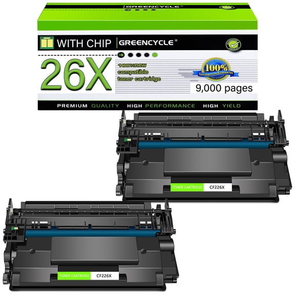 GREENCYCLE 2 Pack Compatible for 26A 26X CF226X Black Toner Cartridge Replacement with LaserJet Pro M402n M402dn M402dw Pro MFP M426dw M426fdw M426fdn Printer