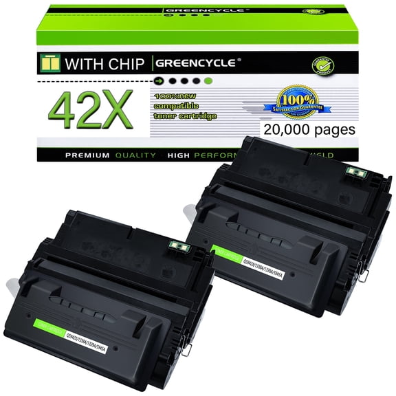 GREENCYCLE 2 Pack Compatible for 42X Q5942X Black Toner Cartridge Replacement with Laserjet 4250 4250dtn 4250dtnsl 4250n 4250tn 4350 4350dtn 4350dtnsl 4350n 4350tn Printer