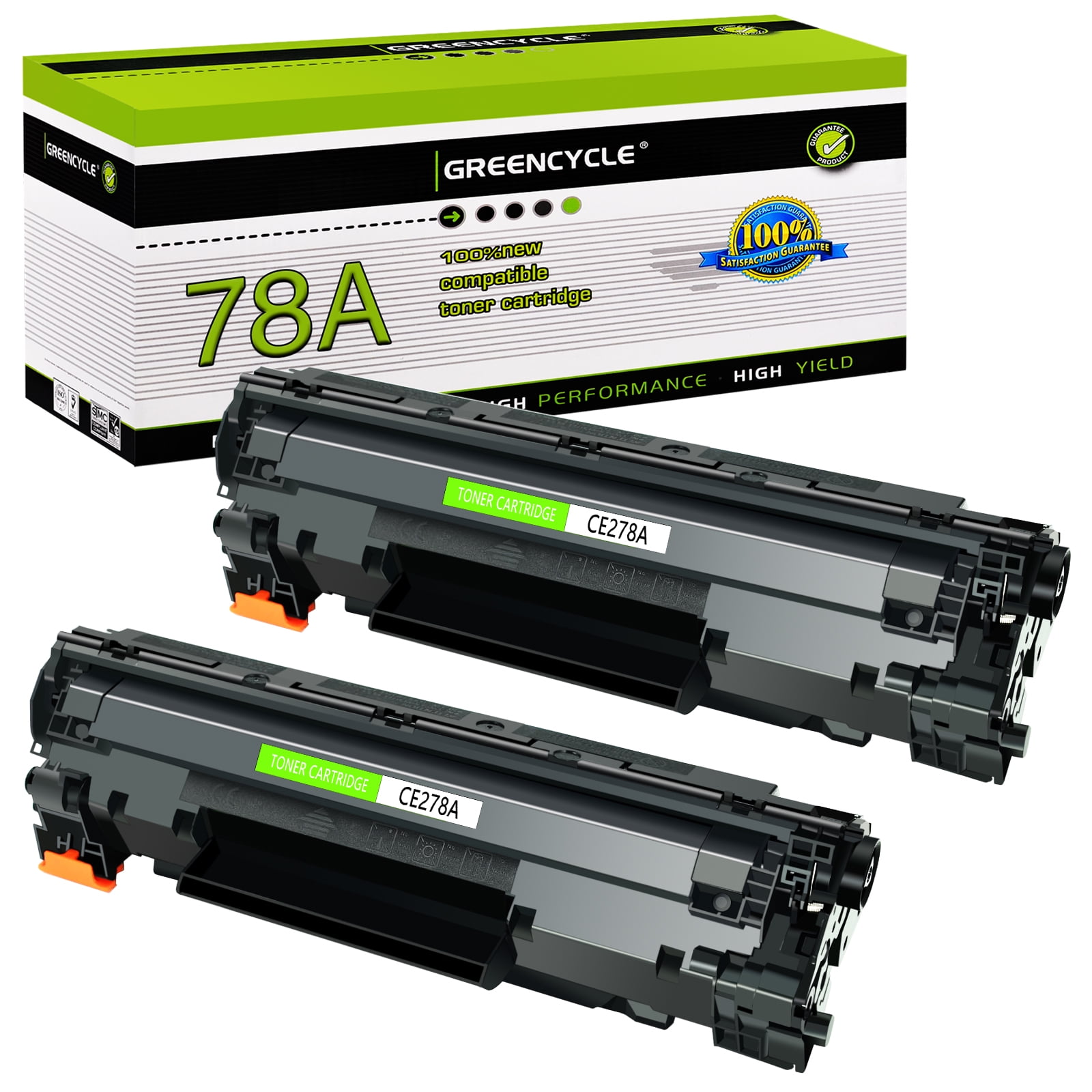 H 78 GREENCYCLE 2 Pack Compatible for HP 78A CE278A Black Toner Cartridge ...