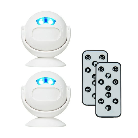 GREENCYCLE Wireless PIR Motion Sensor Entrance Alert Chime Home Welcome Doorbell for Shop, Office, Villa, Restaurant - IR Remote Control, 36 Melodies, Volume Adjustable, LED Night Light Mode (2 Pack)