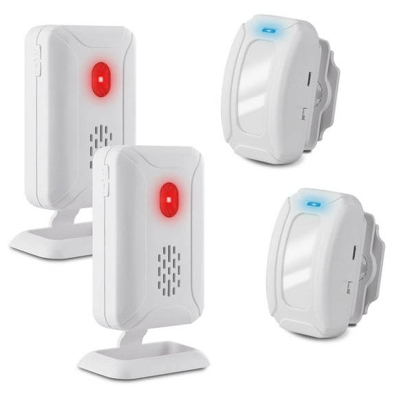 GREENCYCLE 2 Set Seperated Welcome Chime Wireless Doorbell Motion Sensor Alarm Entry Door Bell PIR Infrared Detector Window Split Alarm Welcome Reminder Color Light with Control Remote