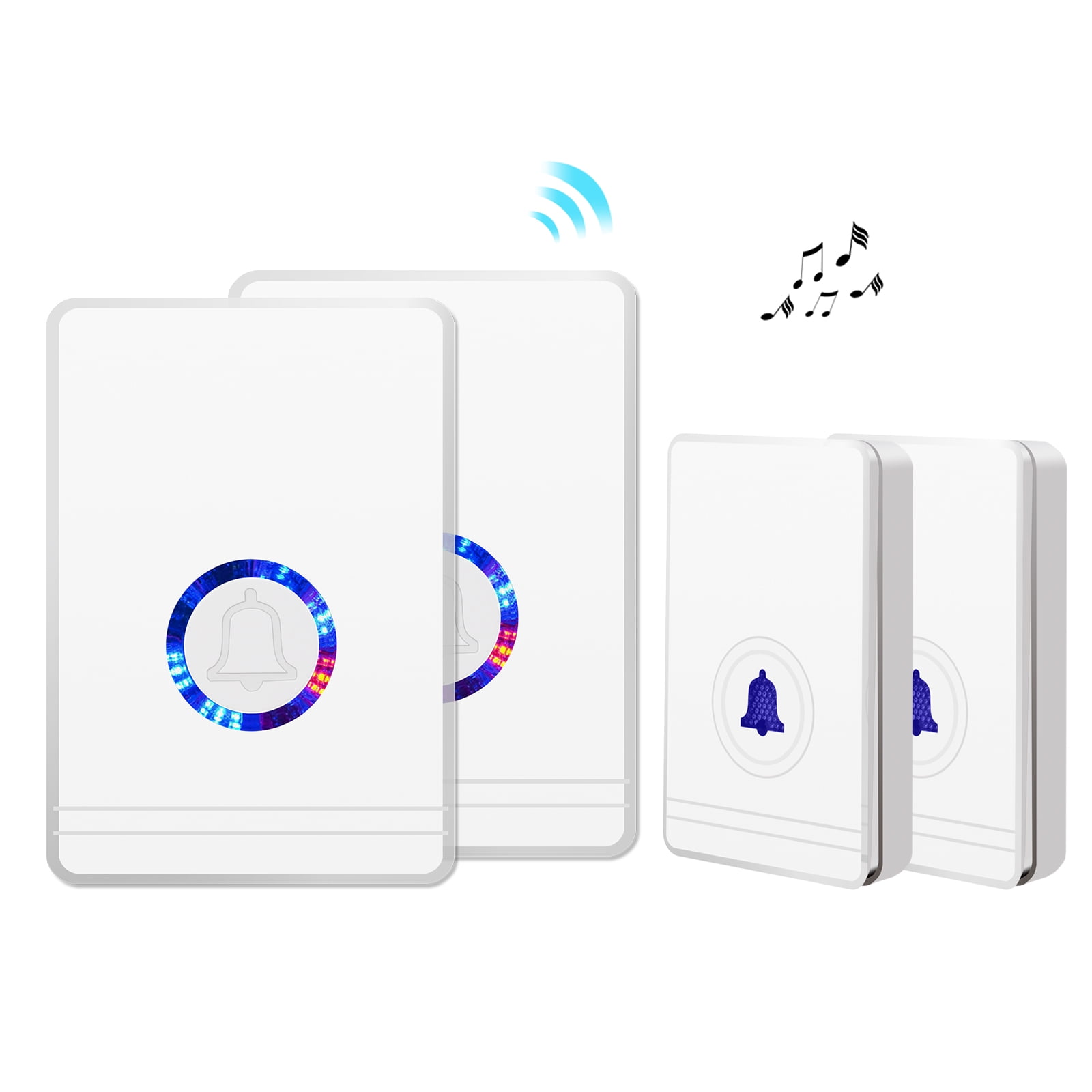 GREENCYCLE 2 Set Wireless Doorbell Door Open Chime, 1312ft Long Range, Adjustable Volume 48 Chimes with LED Flash Door Chime, IP 66 Waterproof Doorbell Button for Home Classroom Office Business
