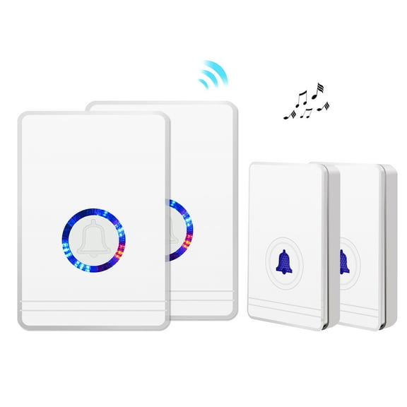 GREENCYCLE 2 Set Wireless Doorbell Door Open Chime, 1312ft Long Range, Adjustable Volume 48 Chimes with LED Flash Door Chime, IP 66 Waterproof Doorbell Button for Home Classroom Office Business