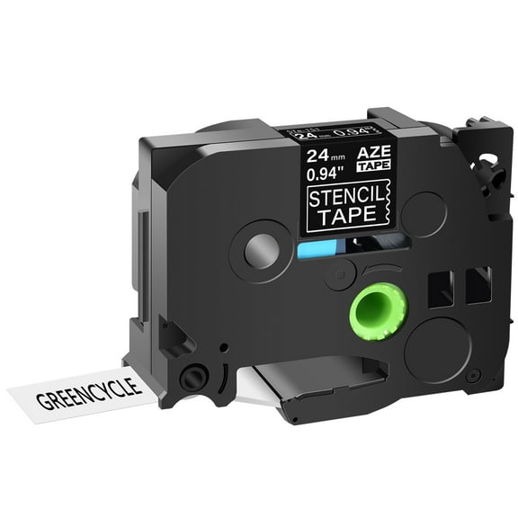 GREENCYCLE 20 Pack Compatible for Brother P-Touch STE Label Tape STe-151 ST-151 STe151 ST151 Black on Clear Mobile Stencil Tape use in PT-P900W PT-E500 PT-D600 (1"x 9.8'',24mm x3m)