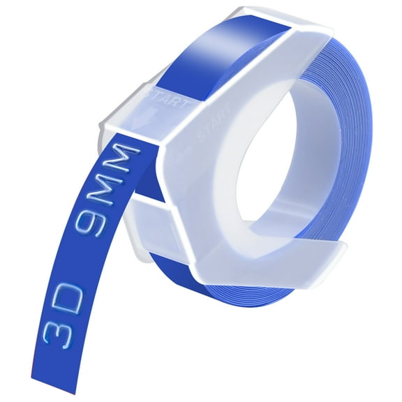 GREENCYCLE 20PK Compatible for Dymo 3D Plastic Embossing Labels 520106 White on Blue Label Tape 9mm 3/8'' x 3m 9.8' Use in Organizer Xpress Pro 12966, Office Mate II 1540, Motex E101 Label Maker