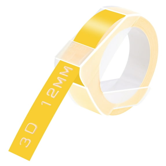 GREENCYCLE 20PK Compatible for Dymo 3D Plastic Embossing Labels 521208 White on Yellow Label Tape 12mm 1/2'' x 3m 9.8' Use in Organizer Xpress, Office Matte II, Magazine Maker, Motex Label Maker