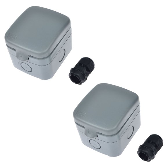 GREENCYCLE 2PC Storm Weatherproof 125VAC 15A Fused Protection Unit Outdoor Use 4-Pole Junction Box with 20mm Cable Gland IP66 Rated